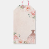 Quinceañera Blush Pink Floral Dress Birthday Favor Cadeaulabel (Achterkant)