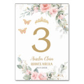 Quinceañera Blush Pink Floral Gold Butterflies Kaart (Voorkant)
