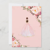 Quinceañera Blush Pink Floral Gold Princess Kaart (Achterkant)