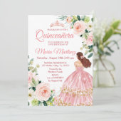 Quinceanera Blush Pink Floral Mexican Kaart (Staand voorkant)