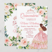 Quinceanera Blush Pink Floral Mexican Kaart (Voorkant / Achterkant)