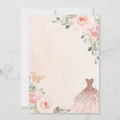 Quinceañera Blush Pink Floral Princess Gown Tiara Kaart (Achterkant)