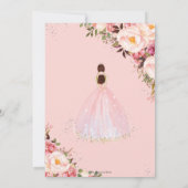 Quinceañera Blush Pink Floral Princess Silver Kaart (Achterkant)