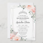 Quinceañera Blush Pink Floral Roos Butterfly Crown Kaart (Voorkant)