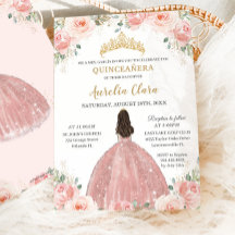 Quinceañera Blush Pink Floral Roos Gold Princess