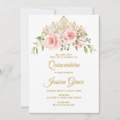 Quinceanera Blush Pink Flowers, Mis Quince Kaart (Voorkant)