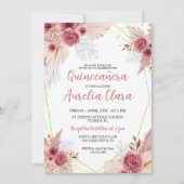 Quinceañera Blush Pink Pampas Grass Bloemen Kaart (Voorkant)