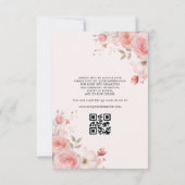 Quinceañera Blush Pink QR Code Bloemen Kaart (Achterkant)