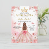 Quinceañera Blush Pink QR Code Bloemen Kaart (Staand voorkant)