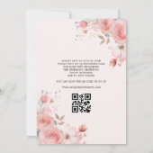 Quinceañera Blush Pink QR Code Bloemen Kaart (Achterkant)