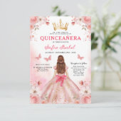Quinceañera Blush Pink QR Code Bloemen Kaart (Staand voorkant)