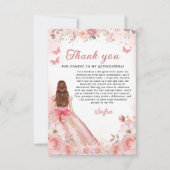 Quinceañera Blush Pink Rose Bloemen Dank u Bedankkaart (Voorkant)