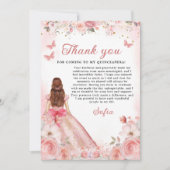 Quinceañera Blush Pink Rose Bloemen Dank u Bedankkaart (Voorkant)