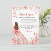 Quinceañera Blush Pink Rose Bloemen Dank u Bedankkaart (Staand voorkant)