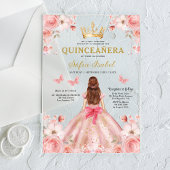 Quinceañera Blush Pink Rose Bloemenvlinder Acryl Uitnodigingen