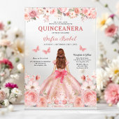 Quinceañera Blush Pink Rose Bloemenvlinder Acryl Uitnodigingen