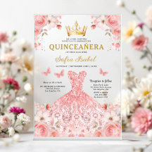 Quinceañera Blush Pink Rose Bloemenvlinder