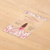 Quinceañera Blush Pink Rose Bloemenvlinder Acryl Uitnodigingen (Laagn)