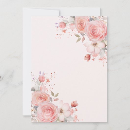 Quinceañera Blush Pink Rose Bloemenvlinder Kaart (Achterkant)