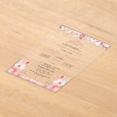 Quinceañera Blush Pink Rose Floral Acryl Uitnodigingen (Laagn)