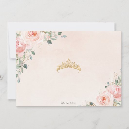 Quinceañera Blush Pink Rose Floral Butterfly Foto Kaart (Achterkant)