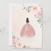 Quinceañera Blush Pink Rose Floral Mis Quince Anos Kaart (Achterkant)