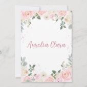 Quinceañera Blush Pink Rose Floral Tiara Kaart (Achterkant)