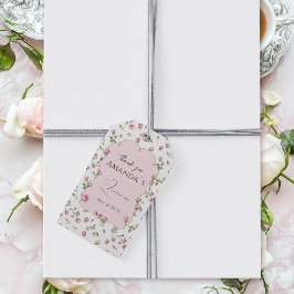 Quinceanera Blush Pink Rose Verjaardag Cadeaulabel
