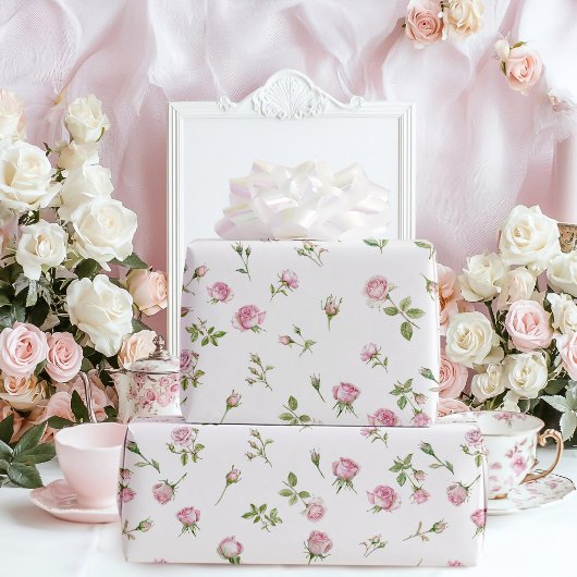 Quinceanera Blush Pink Rose Verjaardag Cadeaupapier