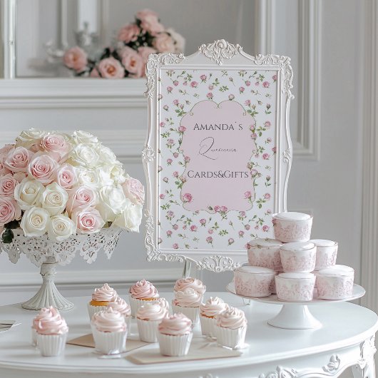 Quinceanera Blush Pink Rose Verjaardag Fotoplaat