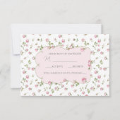 Quinceanera Blush Pink Rose Verjaardag RSVP Kaartje (Voorkant)