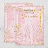 Quinceanera Blush Pink Tiara Dress Birthday Party Kaart (Voorkant / Achterkant)