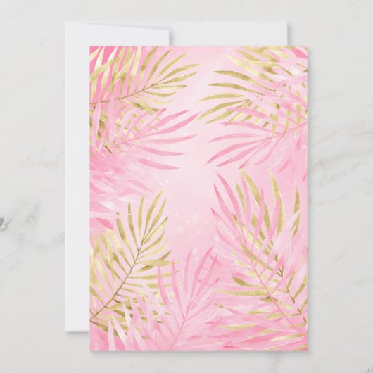 Quinceanera Blush Pink Tiara Palms Birthday Party Kaart (Achterkant)