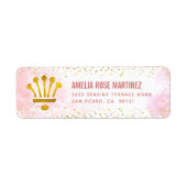 Quinceañera Blush Pink Waterverf Gold Address Etiket (Voorkant)