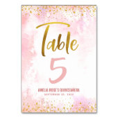 Quinceañera Blush Pink Waterverf Gold Glitter Kaart (Achterkant)