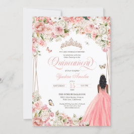 Quinceanera Blush Pink White Floral & Butterfly In Kaart