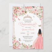 Quinceanera Blush Pink White Floral & Butterfly In Kaart (Voorkant)