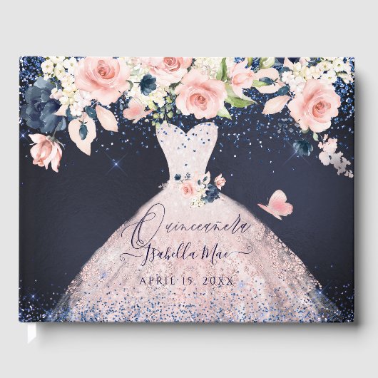 Quinceanera Blush Princess Glitter Gown Confetti G Gastenboek (Voorkant)