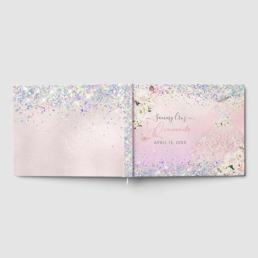 Quinceanera Blush Princess Glitter Gown Confetti G Gastenboek (Volledig)