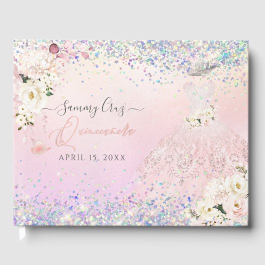 Quinceanera Blush Princess Glitter Gown Confetti G Gastenboek (Voorkant)