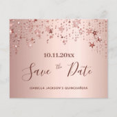 Quinceanera blush roos gold budget Save the Date Flyer (Voorkant)