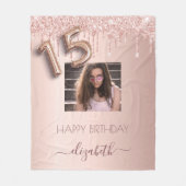 Quinceanera blush roos gouden druppels foto fleece deken (Voorkant)