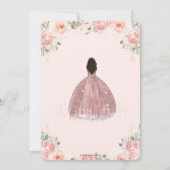 Quinceañera Blush Roze Bloem Roze Goud Bruine Meis Kaart (Achterkant)