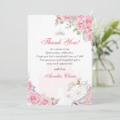 Quinceanera Blush Roze Bloemen Kroon Dank u kaart (Staand voorkant)