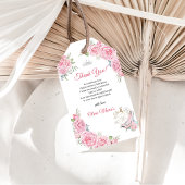 Quinceanera Blush Roze Bloemen Zilveren Kroon Cadeaulabel