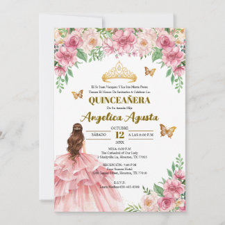 Quinceañera Blush Roze Bloemenkroon Prinses Spaans Kaart