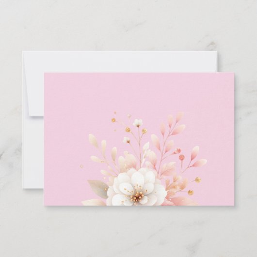 Quinceañera Blush Roze Bloemenvlinder RSVP-kaart RSVP Kaartje (Achterkant)