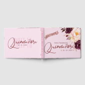Quinceanera Blush Roze Bourgondische Bloemen Verja Gastenboek (Volledig)