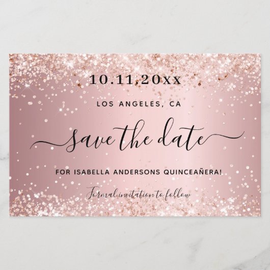 Quinceañera blush roze budget Opslaan van de datum Flyer (Voorkant)