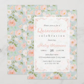 Quinceanera Blush Roze Girly Elegant Chique Floral Kaart (Voorkant / Achterkant)